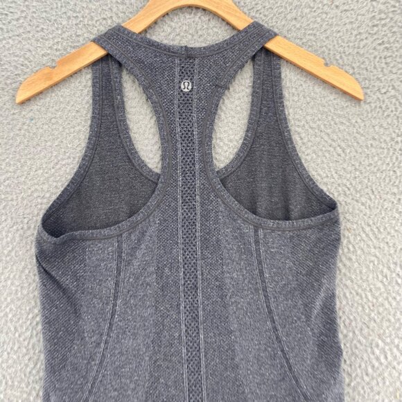 Lululemon Run Swiftly Tech Racerback Heathered Black Top Womens 6 Active Stretch - Picture 4 of 9